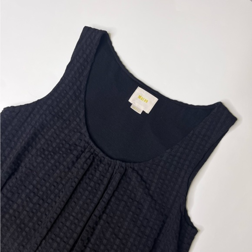 Maeve Anthropologie Black Seersucker Sleeveless Dress XS‎
